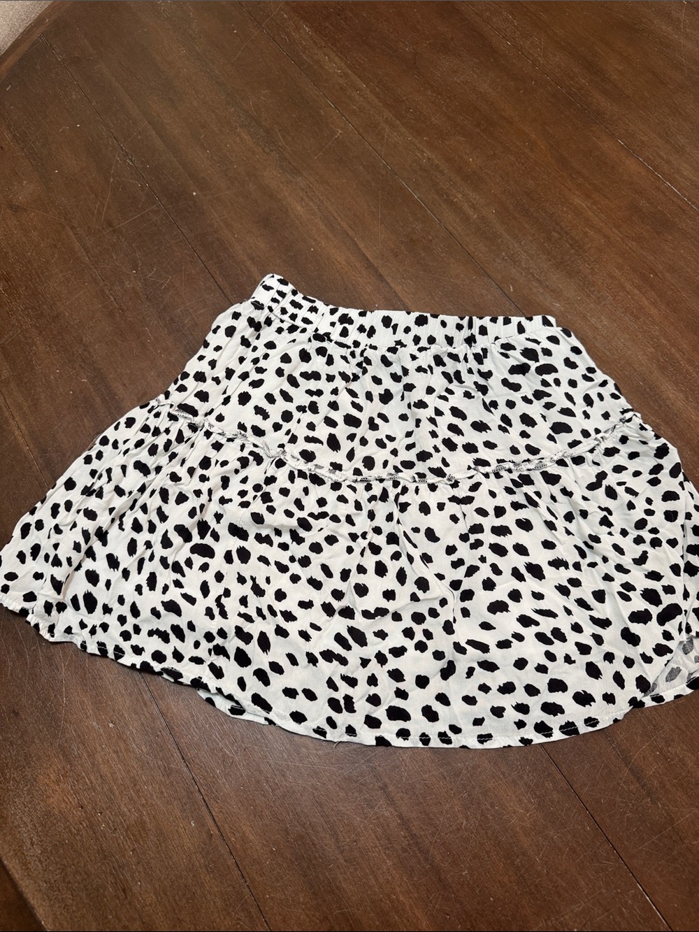 Black & White Spotted Tiered Mini Skirt